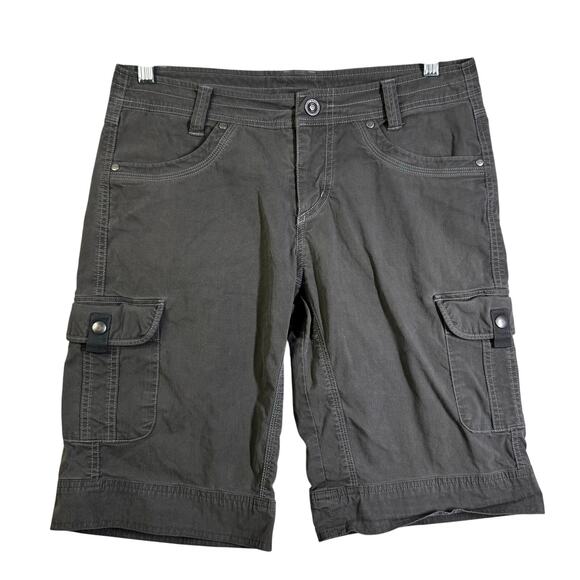 KUHL Shorts 8 Cargo Dark Gray Button Zipper Closure Hiking Outdoor Camping Women - Picture 1 of 12
